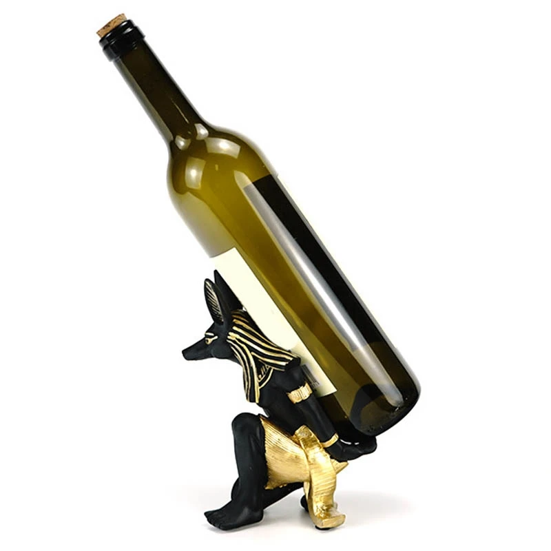 Hot Resin Anubis God Wine Rack Figurines Modern Egypt Dog Miniatures Statues Animal Interior Home Desk Decor Sculpture