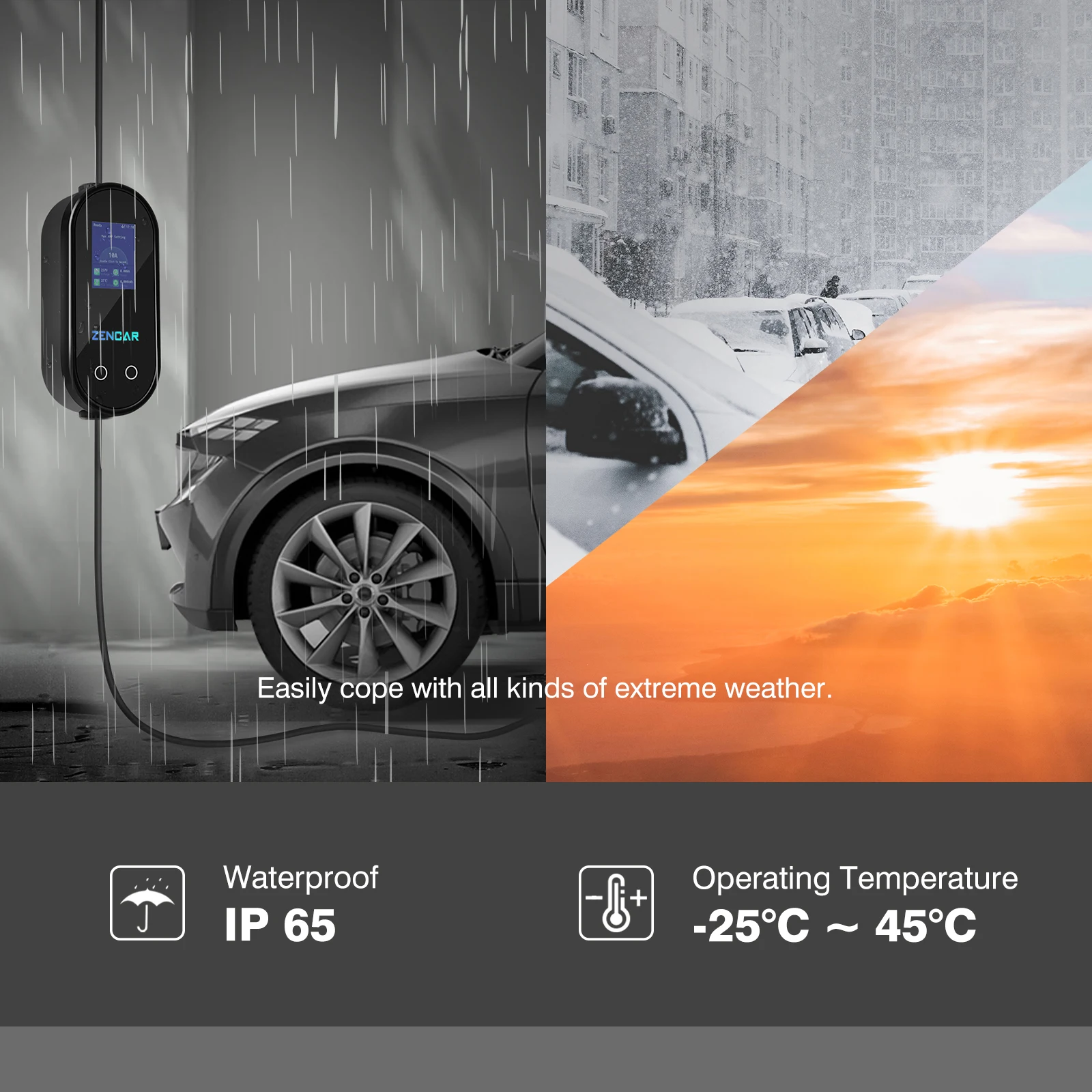 2023 Zencar Модель D ev зарядное устройство с большим экраном 11 кВт 16 А 3-фазное для электромобиля портативное EVSE BT-замком