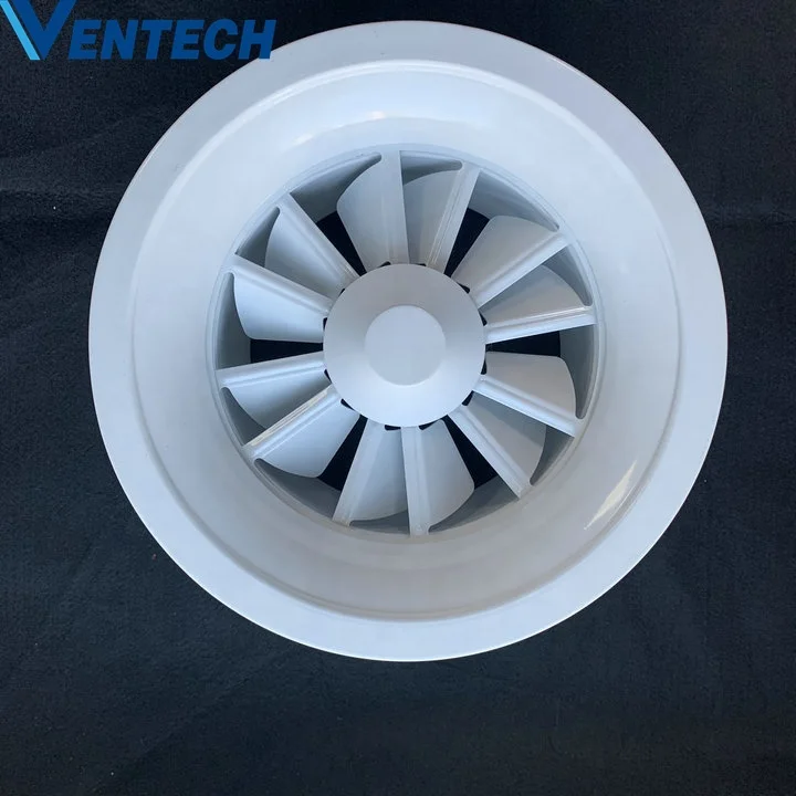 Hvac air conditioner ventilation round ceiling adjustable air diffuser with damper