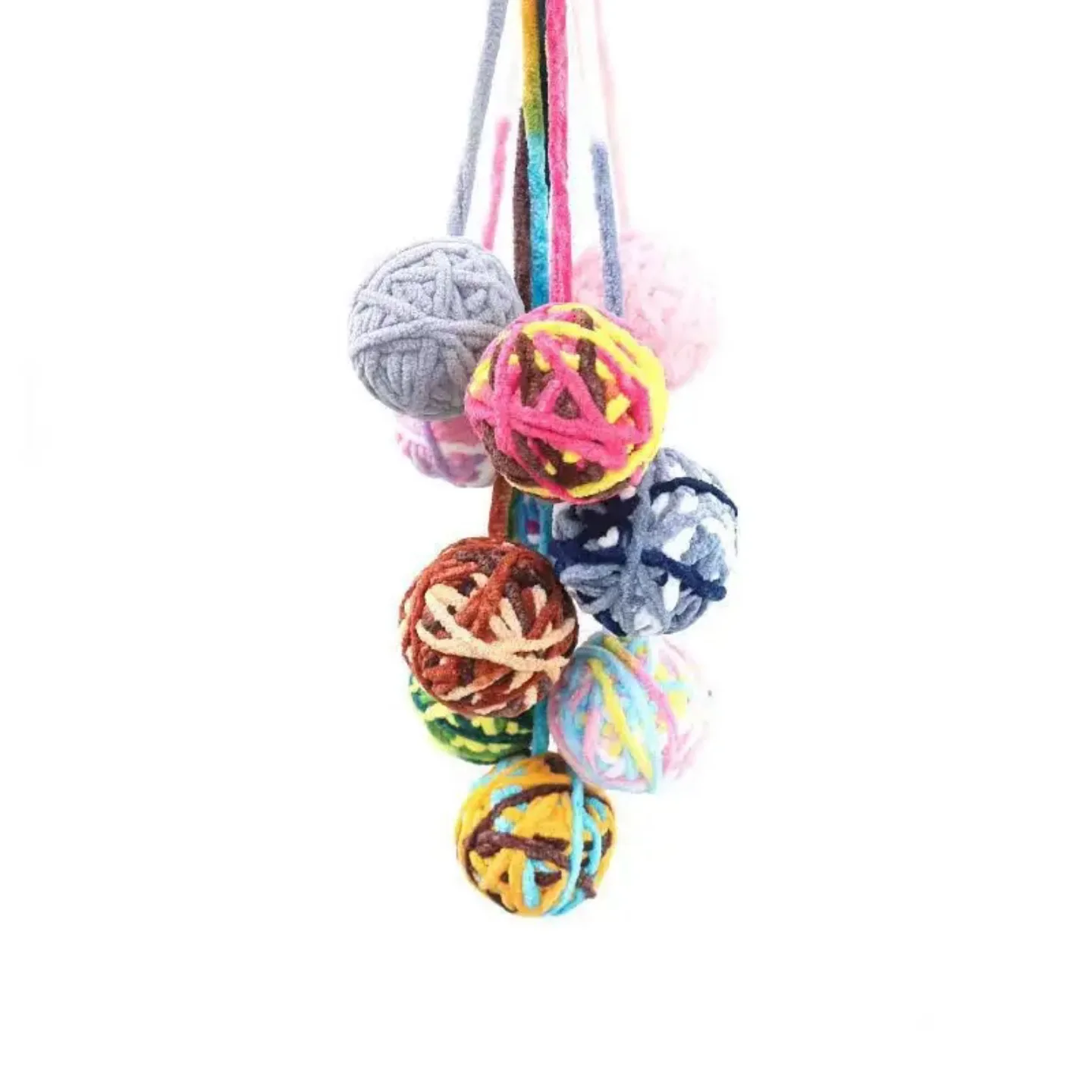 China factory price cat toys colorful wool ball sounding bell teasing cat toys interactive teasing nibbling plush cat toys set