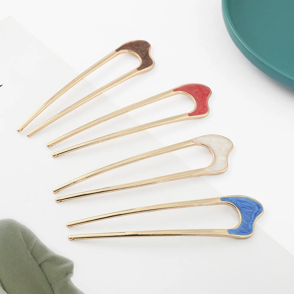 Женские аксессуары для волос, палочки для еды, металлические U-образные японские шпильки для волос, шпильки для волос