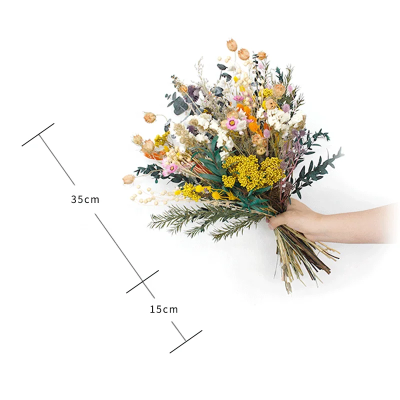 Customized Natural Eucalyptus Rice flower limonium Pampas Grass Dried flower Bouquet For Home Decoration