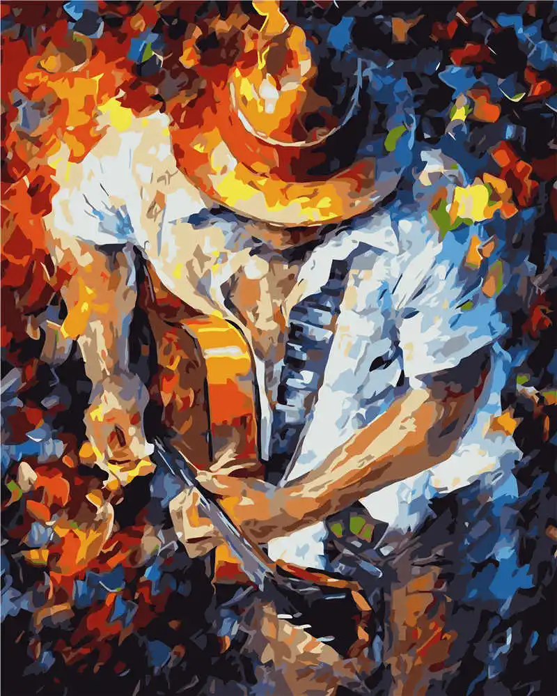 
40_50cm VA-0930A man who plays guitar Home Decoration Character Portrait Painting Acrylic Painting Digital Paint Hand Painting 