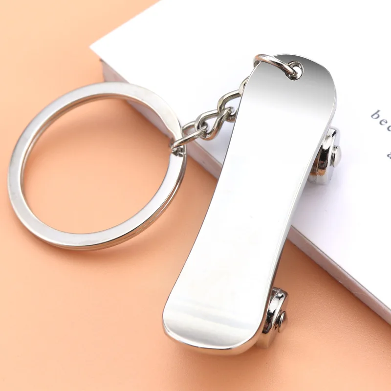 metal zinc alloy promotion skateboard keychain gift keyring