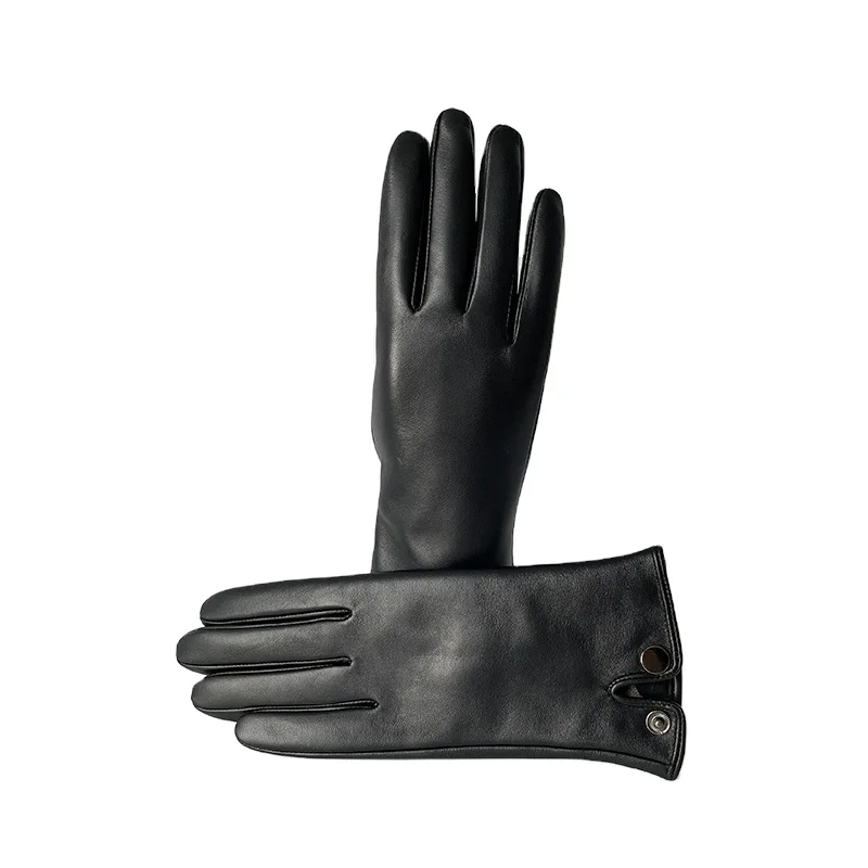 BSCI Factory Stylish Touch Screen Knitted Lining Winter Genuine Leather Gloves Women