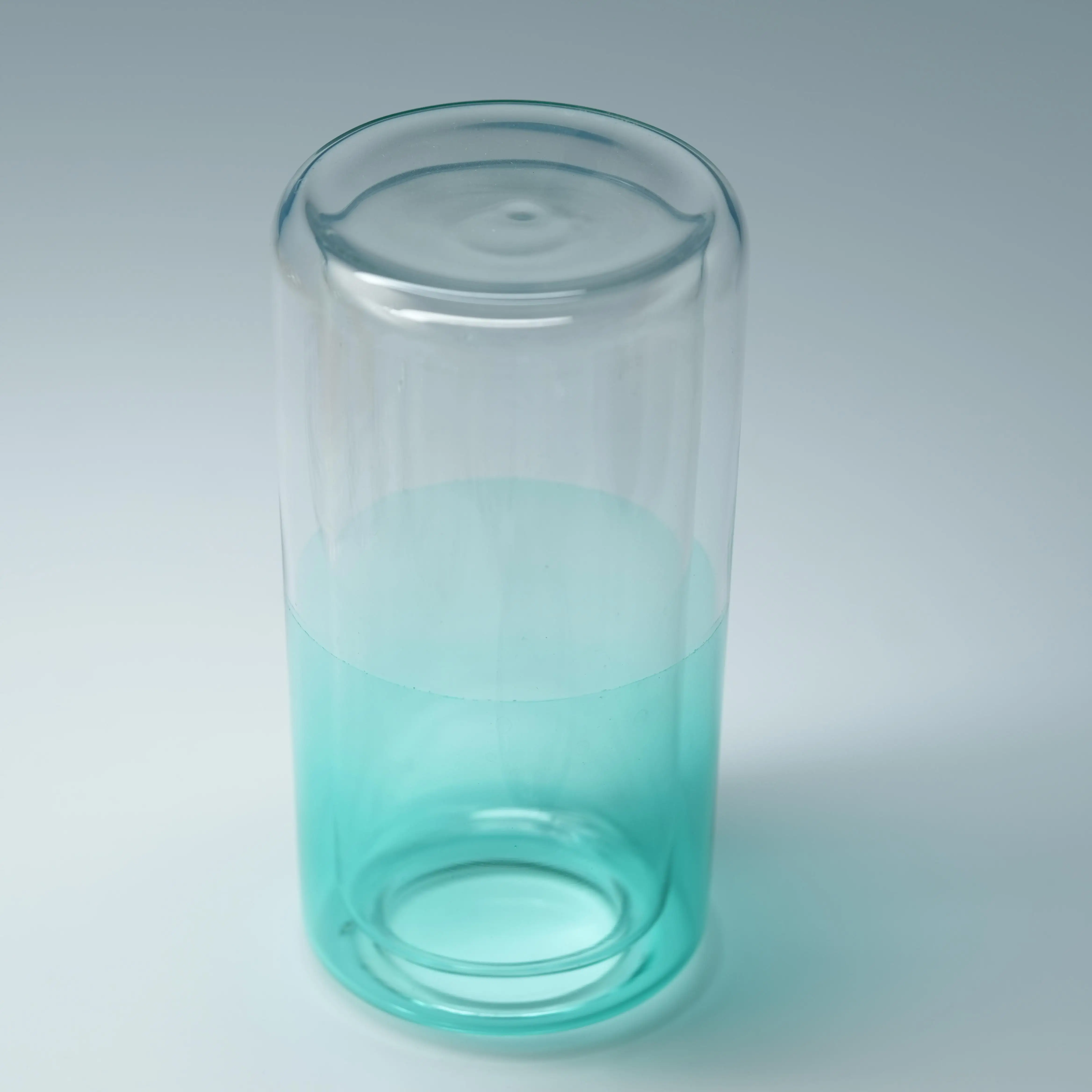 Factory Custom Shape Size Transparent High Borosilicate Gradient cyan  glass shade hanging chandelier lamp for restaurant