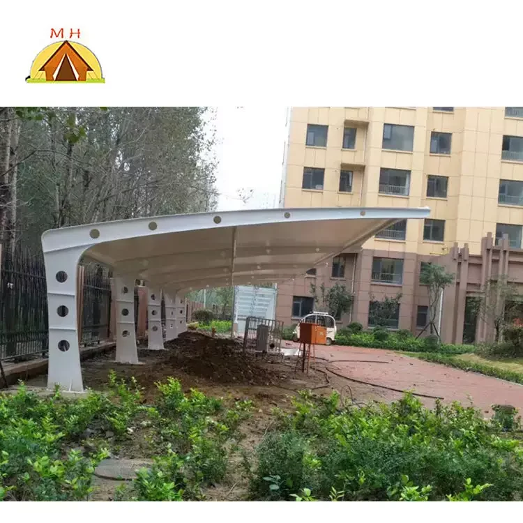 Outdoor Seven Zigzag Steel Membrane Structure Car Parking Shelter/Modern Design Luxury Parking Tent