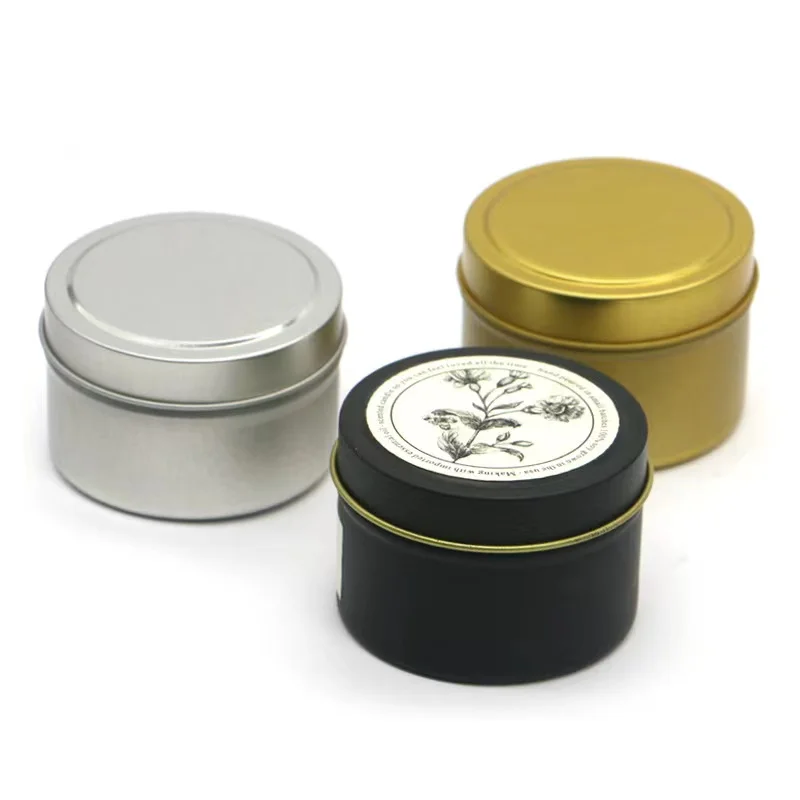 4oz D63*H45mm Oem Food Safe Sliver Black Gold Round Tea Candle Tin Can