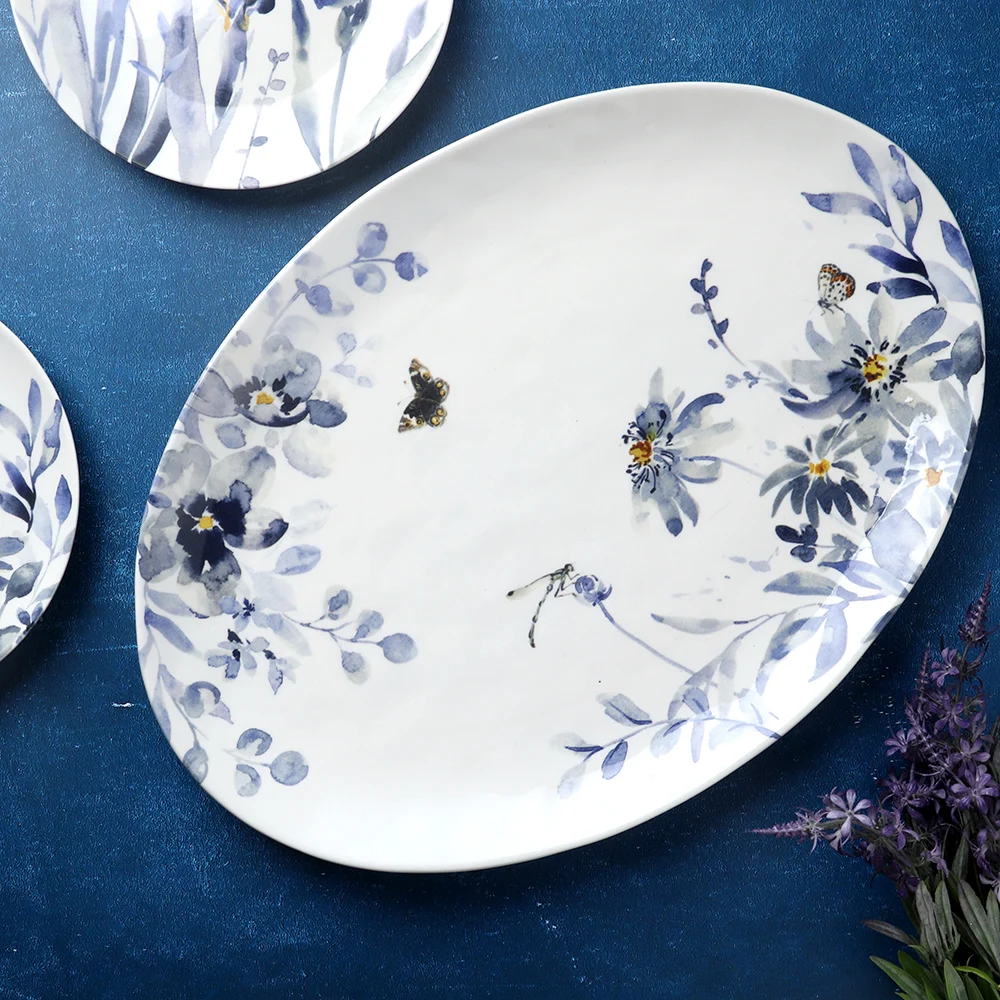 Caroline Design Ceramic tableware from the purple flower collection for spring and everyday use