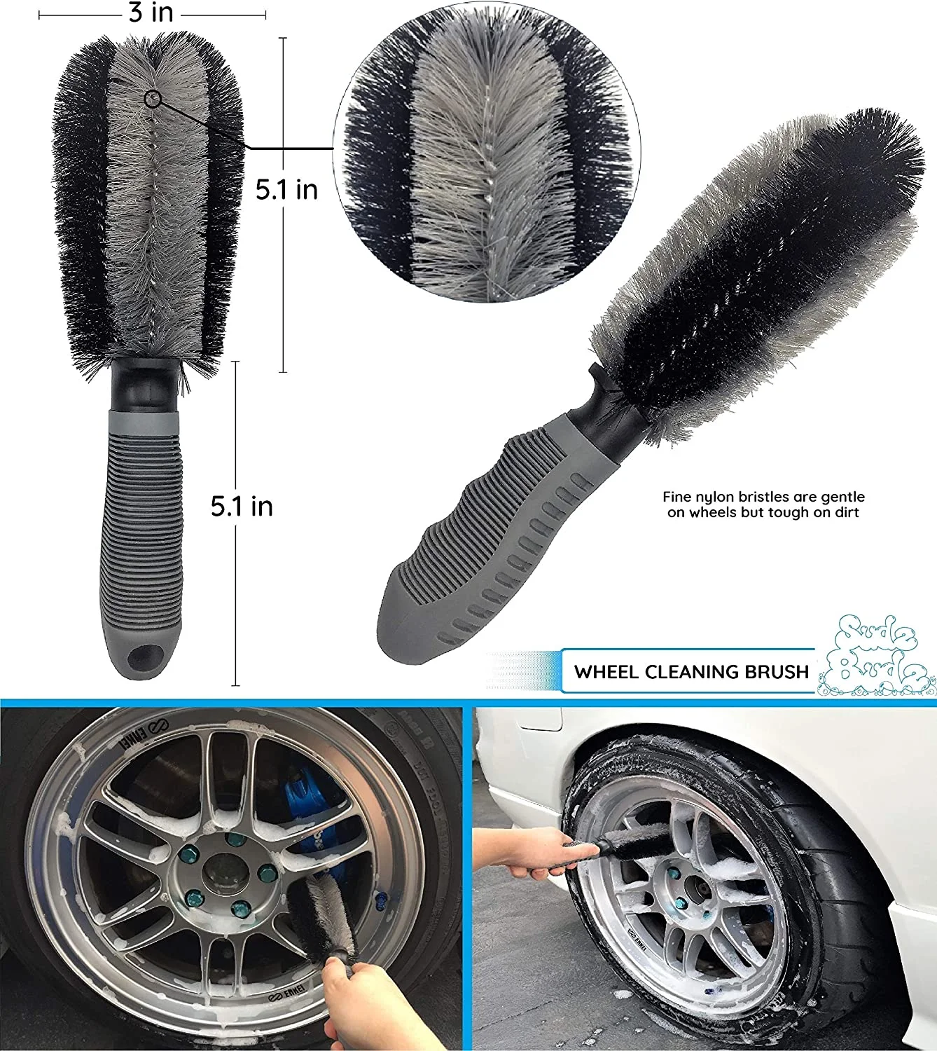 Premium Microfiber Car Wash Kit 8pcs Car Detailing Brush Set Chenille Mitt, Microfiber Towels, Wheel Brush