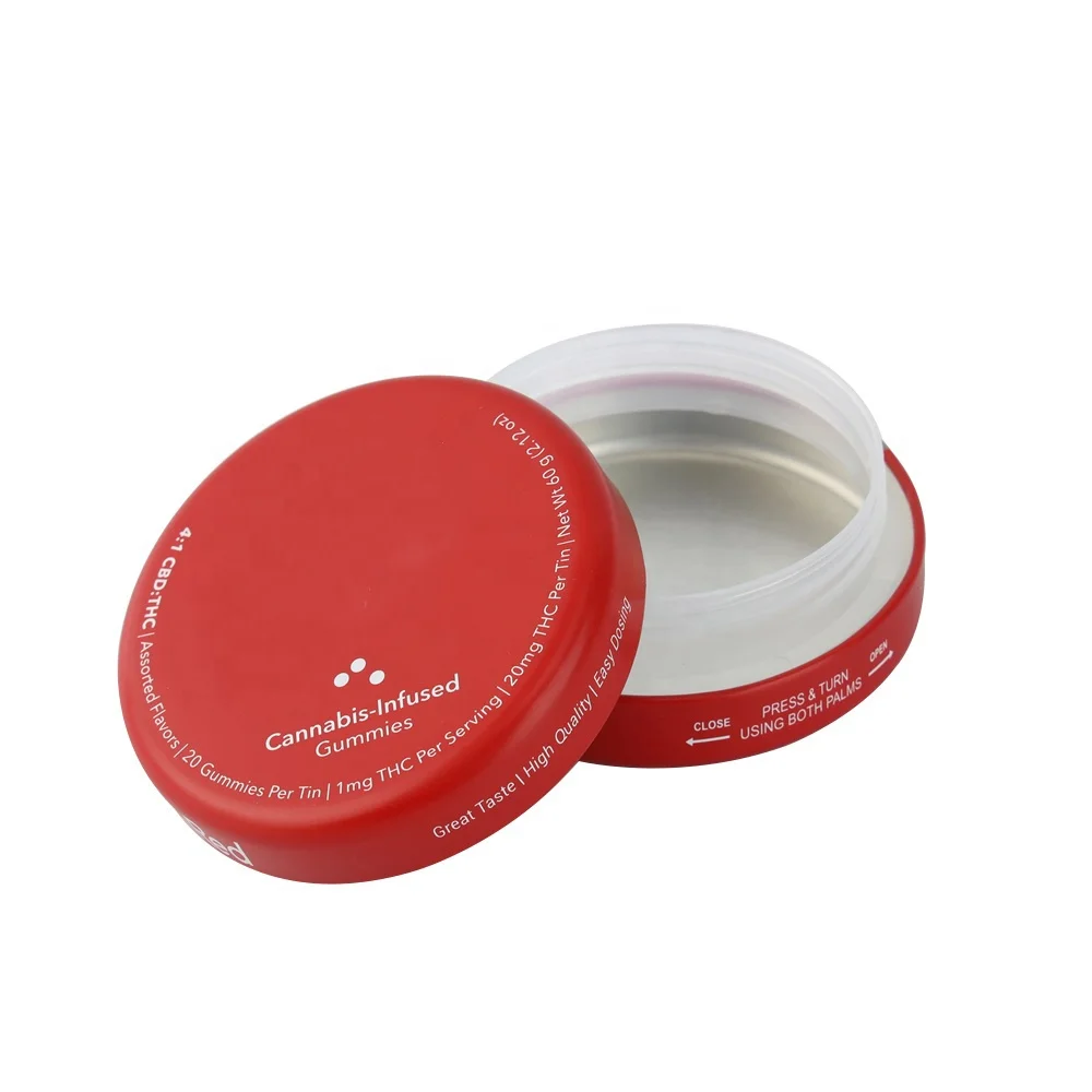 Custom Airtight Child Resistant Safe Lock Childproof Tin Box Mini Circular Box Metal Containers Can Packaging