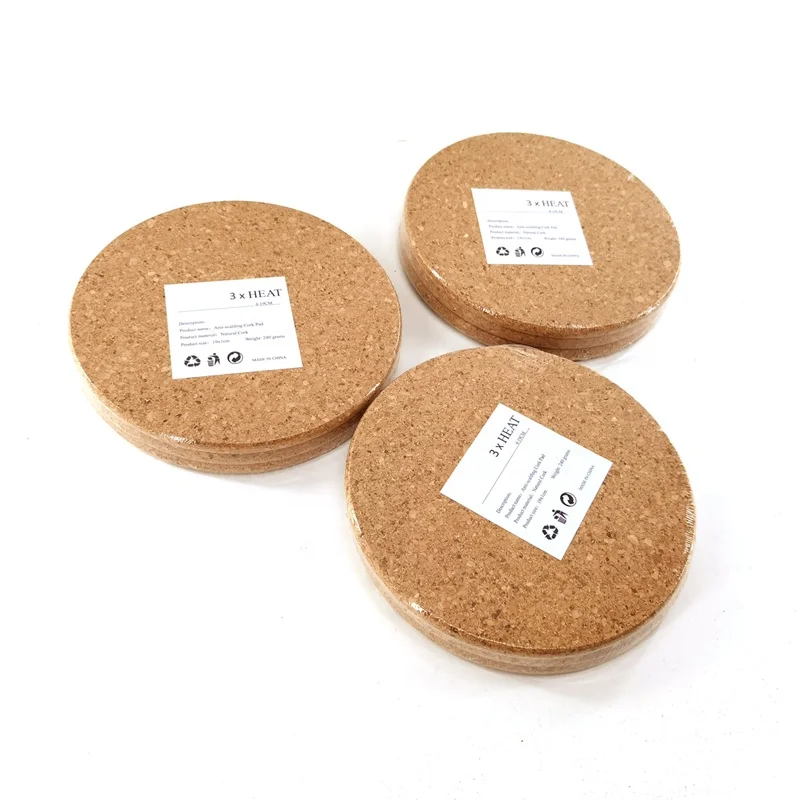 3pcs Round Cork Hot Pot Stand Pot Pad Table Mat 3PCS/SET