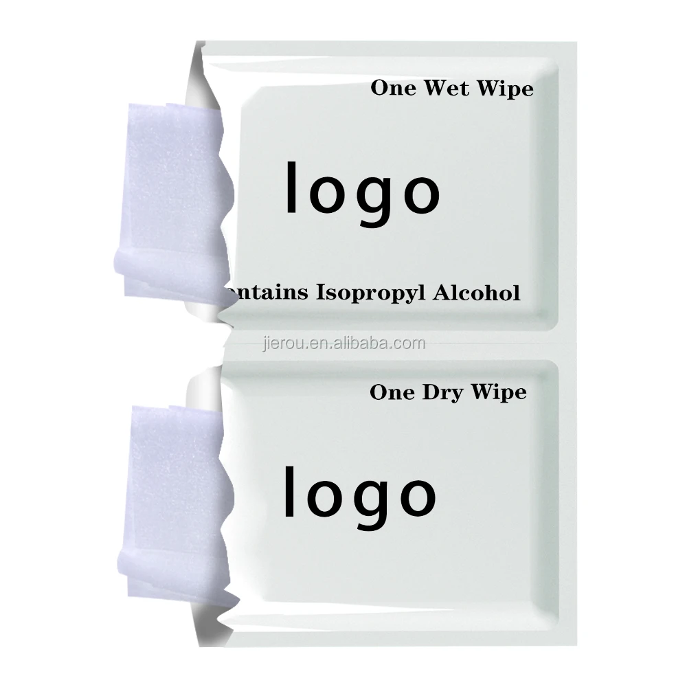 Twin pack sachets cleaning wet wipes with custom printing