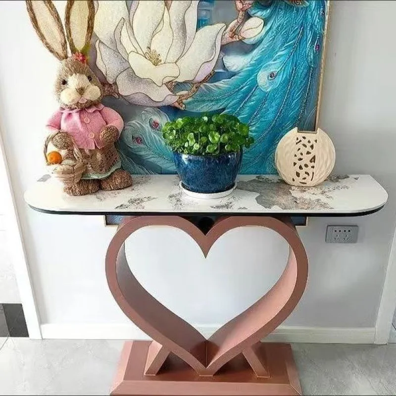 Light luxury new Chinese entrance table modern simple entry door living room super narrow semi-circle decorative table