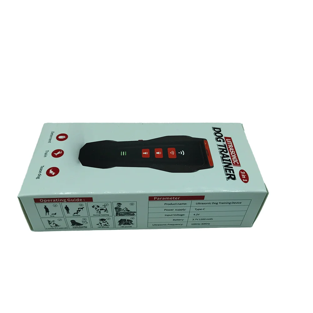 2024 Custom Plastic Outdoor Sonic Laser Ultrasonic Dog Repeller Rechargeable Bark Control Device 3 Mode for Training