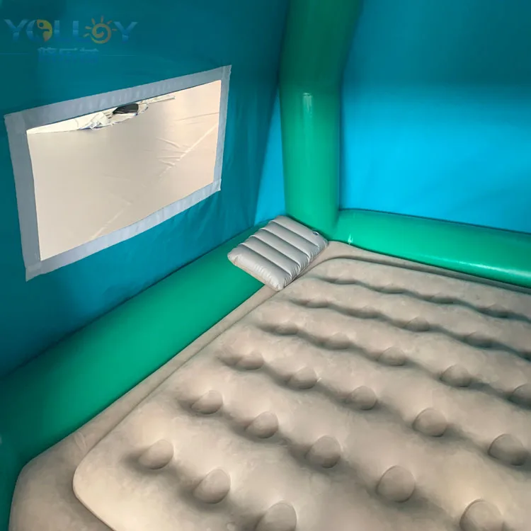 New floating raft boat camping inflatable amphibious tent in blue for water camping events