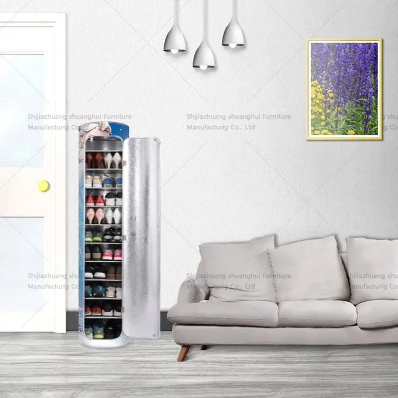 Chinese Suppliers Pvc Rotating Doorway Decoration Waterproof 12 Layers Elegant Shoe Cabinet