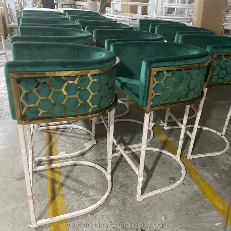 Новое поступление высокий барный стул с сотовой спинкой и удобным бархатным подлокотником стул-стойка для гостиной Лидер продаж