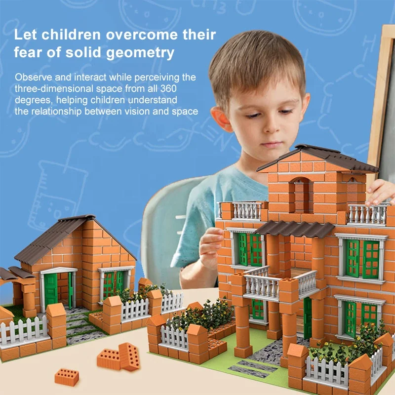 Educational Toy A Tiny Little Bricklayer DIY Cottage Building Villa Simulation Mini Brick Assembly Children House Building Toys