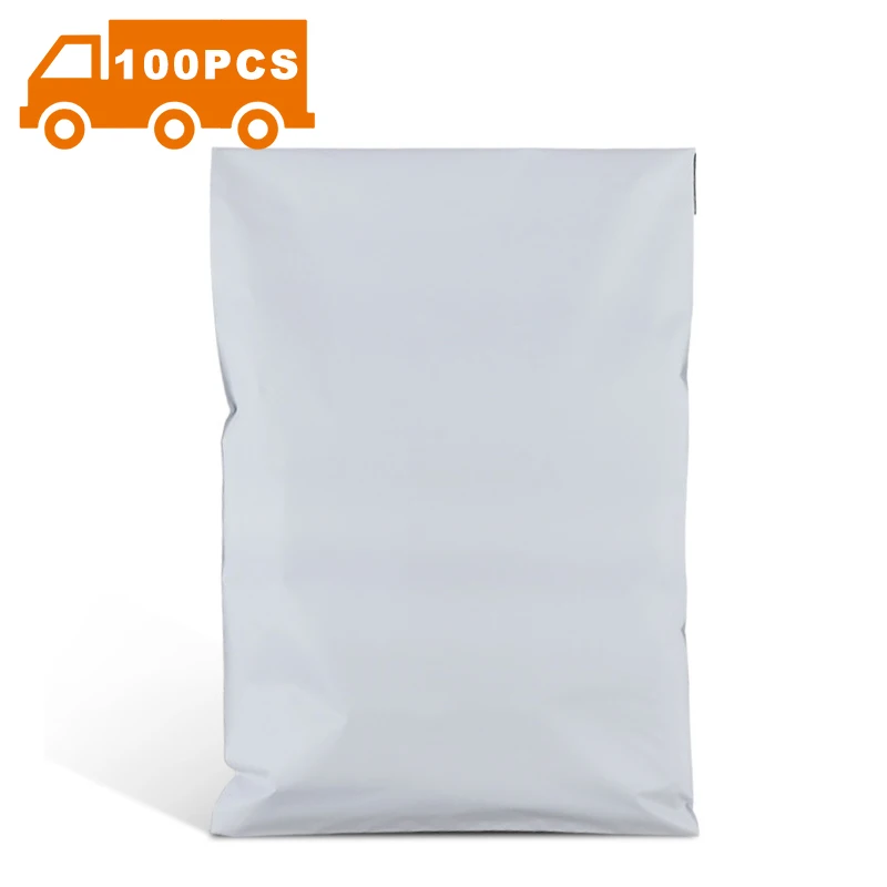 
[USA Warehouse] 100 Pcs Plastic Air Postage White Color Clothing Courier Pouch Poly Mail Mailing Shipping Delivery Mailer Bags 