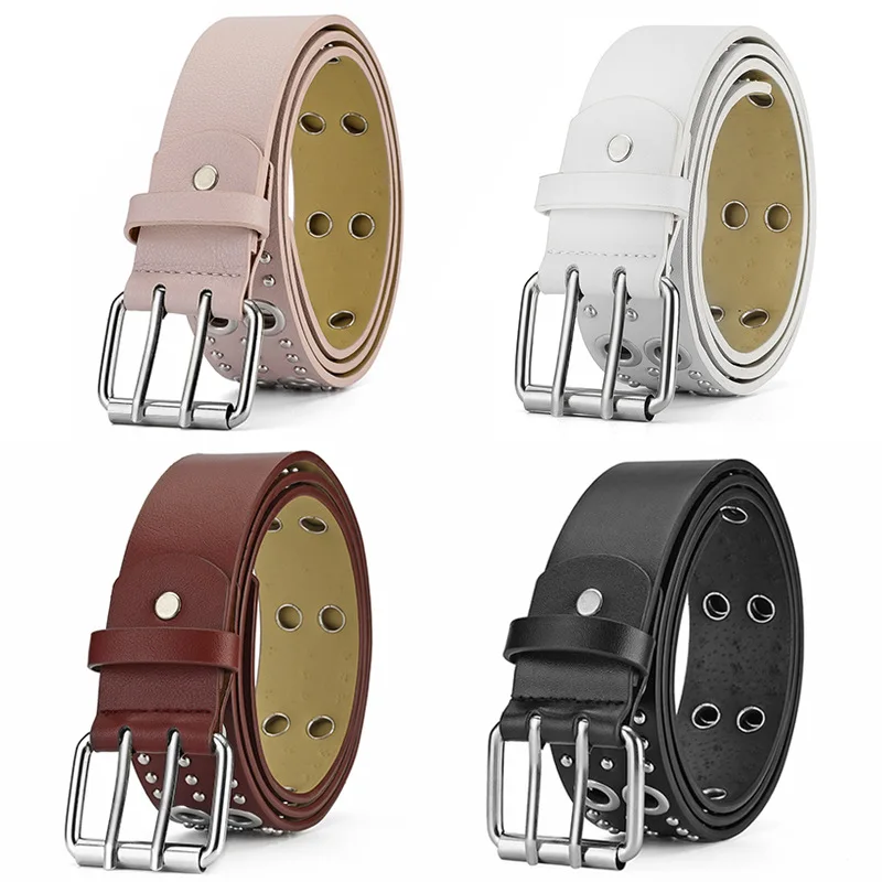 white black coffee brown Fashion girls women lady 2 pins leather waist belts 3.8cm width x 105cm length