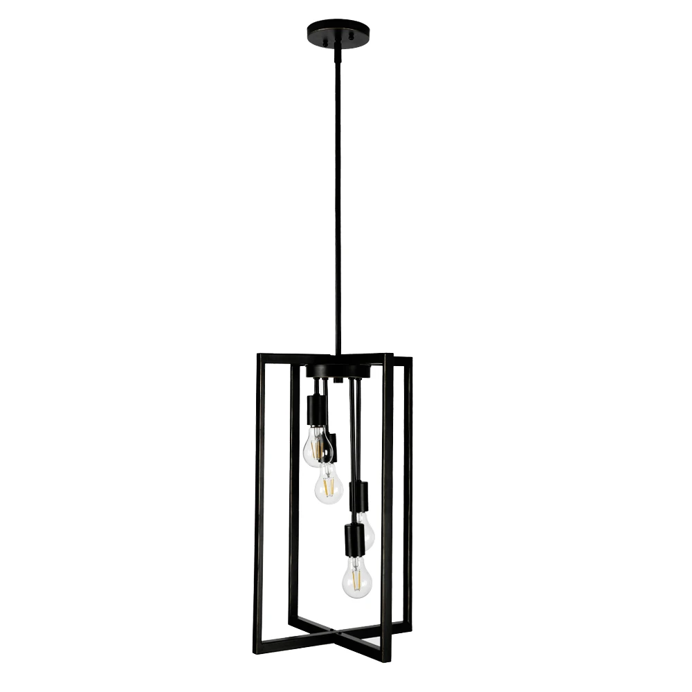 Modern Indoor Chandelier For Restaurant living Room 4 Lights Metal Oil Rubbed Bronze Finish Pendant Lighting Lamp Shade