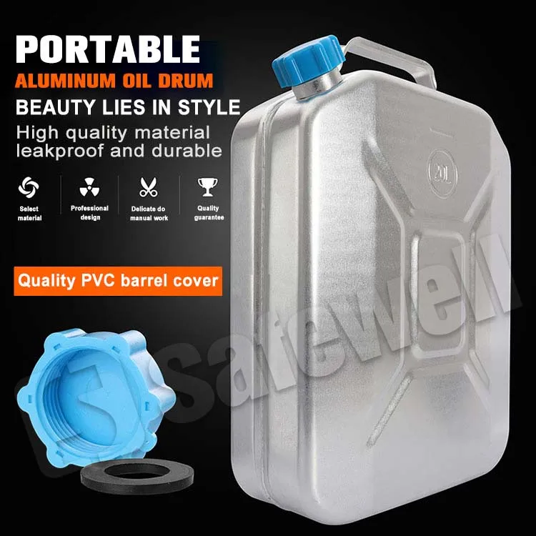 Portable Aluminum 20L Oil Drums Gasoline Diesel Jerry Can Water Container With Screw Cover