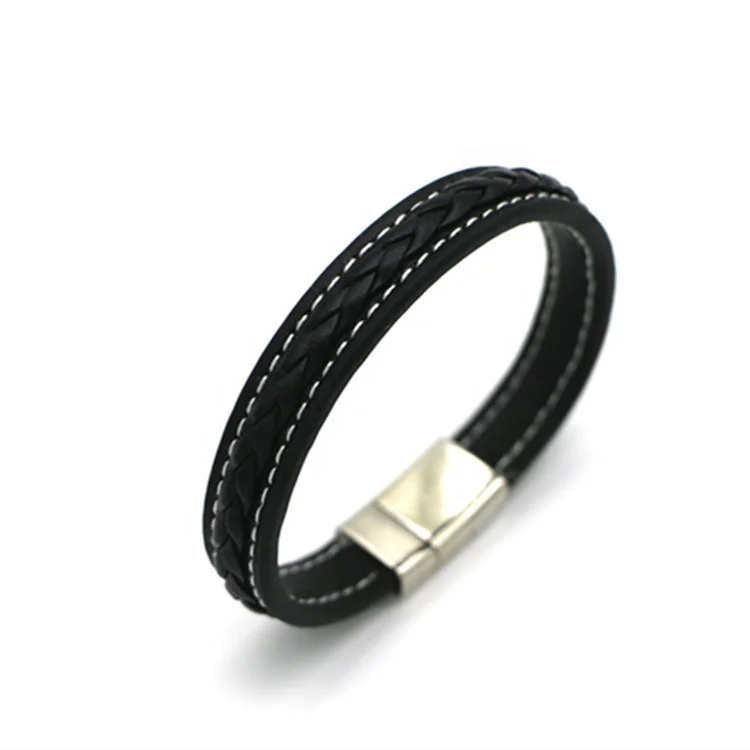 Leather Bracelets Men Stainless Steel Multilayer Braided Rope Bracelets For Male Female Bracelets Jewelry