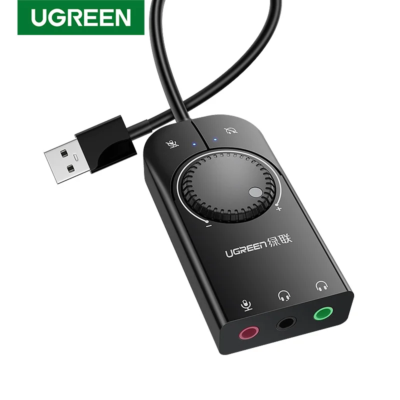  Звуковая карта Ugreen USB аудио интерфейс внешний микрофон 3 5 мм Звуковой адаптер звуковая для ноутбука PS4