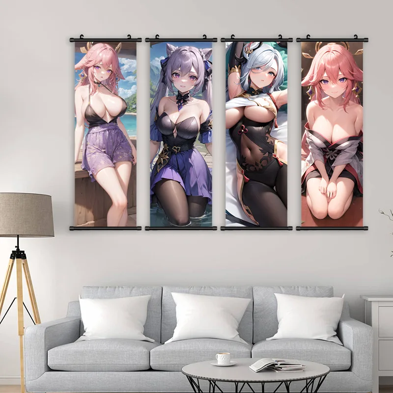 Genshin Game Hanging Axis Painting Lightning General Gaming Room Decorative Painting Comic Exhibition Poster Hanging Painting