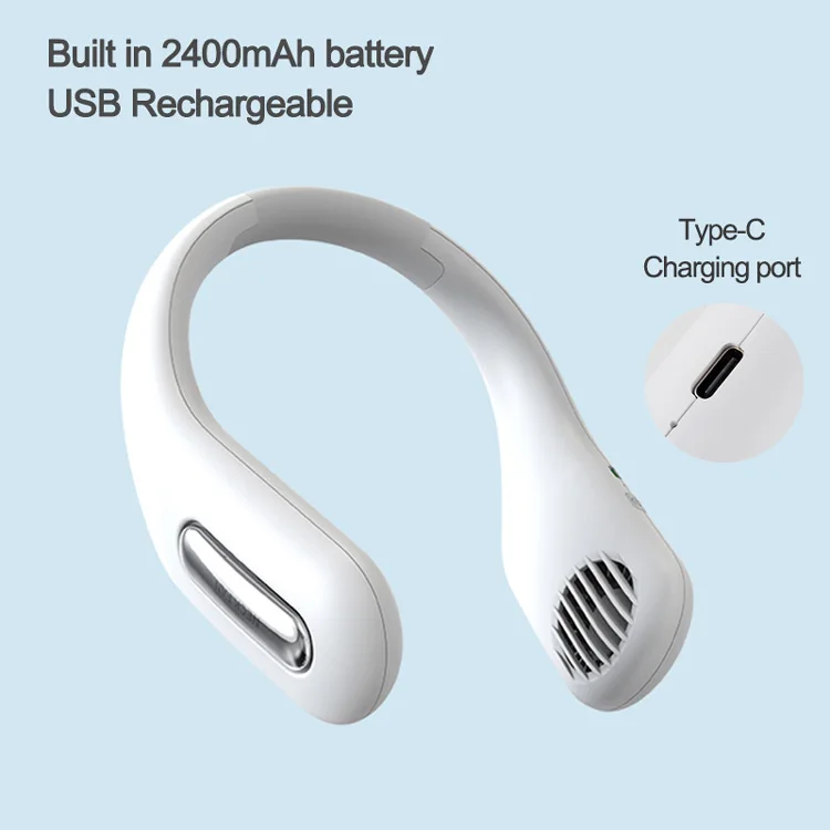  New Arrival 2021 Mini Leafless Lazy Hanging Neck Fan USB Rechargeable Outdoor Sports Portable Wearable