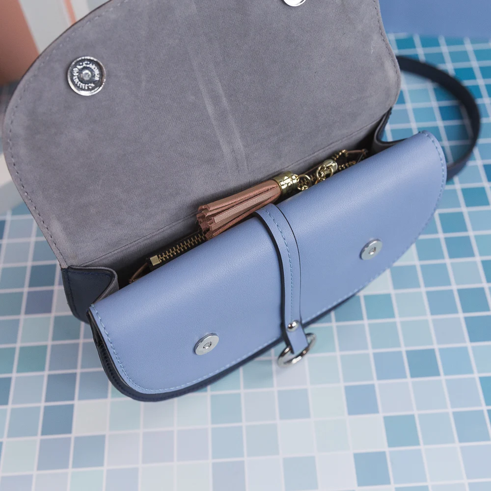 Contrast Colors Girls Handbag Semi-Circle Shape Sling Bag Leather Women Hand Bags Shoulder Simple Ladies Cross