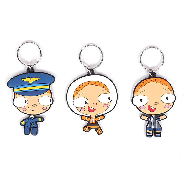 
2021 Custom Keyring Cute Key Chain Cartoons policeman doll girl Figure 2D 3D Soft Pvc Rubber Keychain 