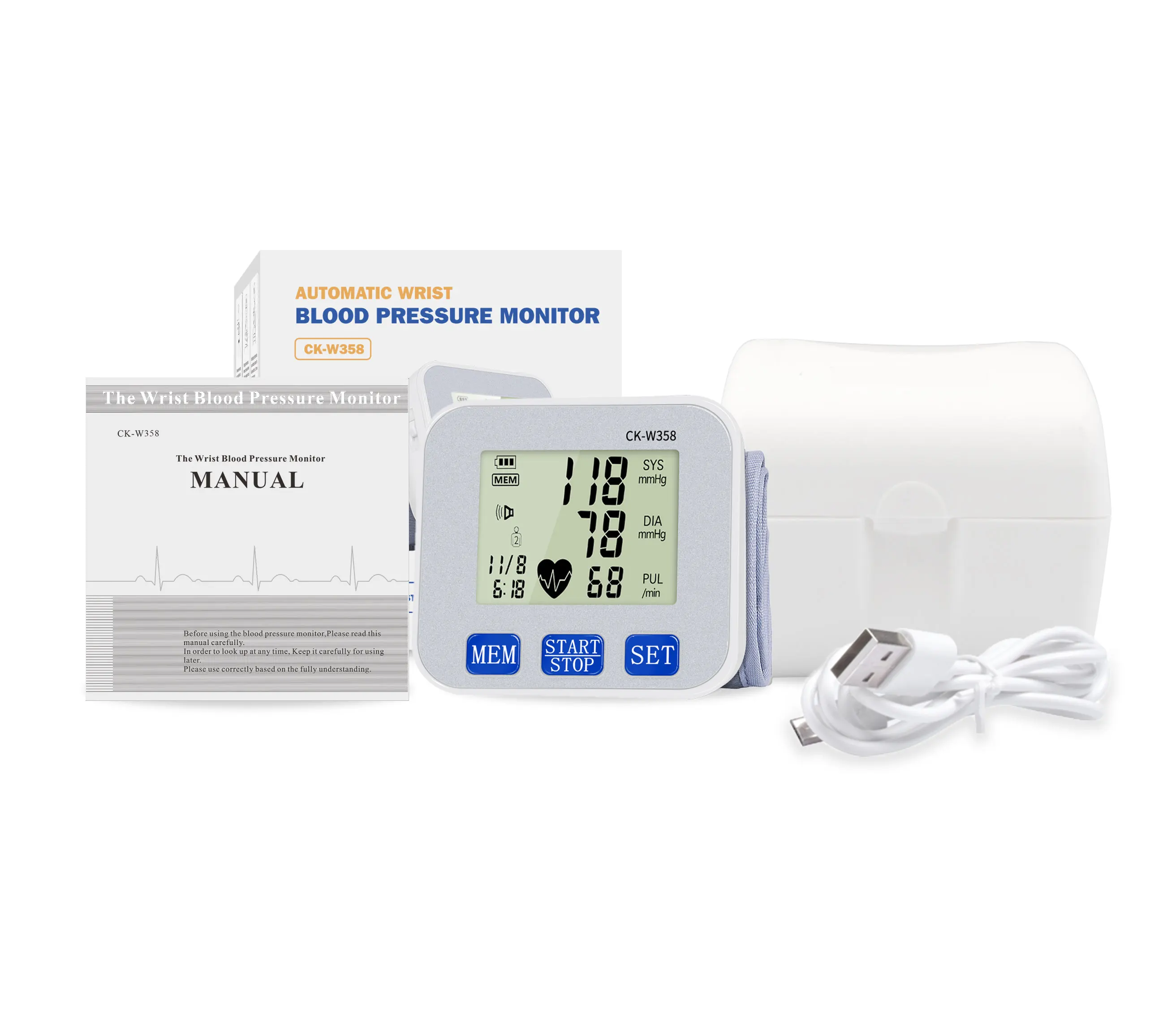 CE ISO Approved Best Selling Voice Broadcast Electronic Automatic Digital Large LCD BP Machine Wrist Blood Pressure Monitor
