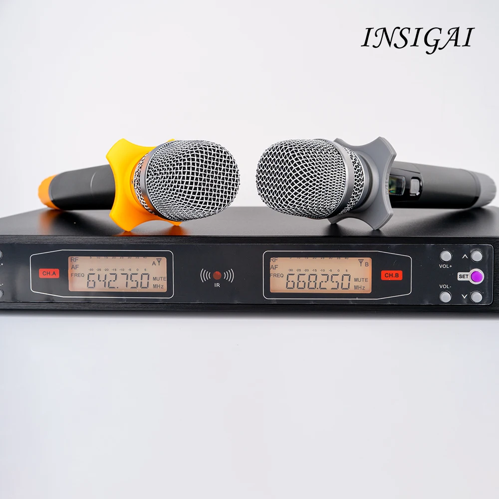 KV208 professional 2 channels outdoor uhf karaoke singing performance sound system wireless microphone system