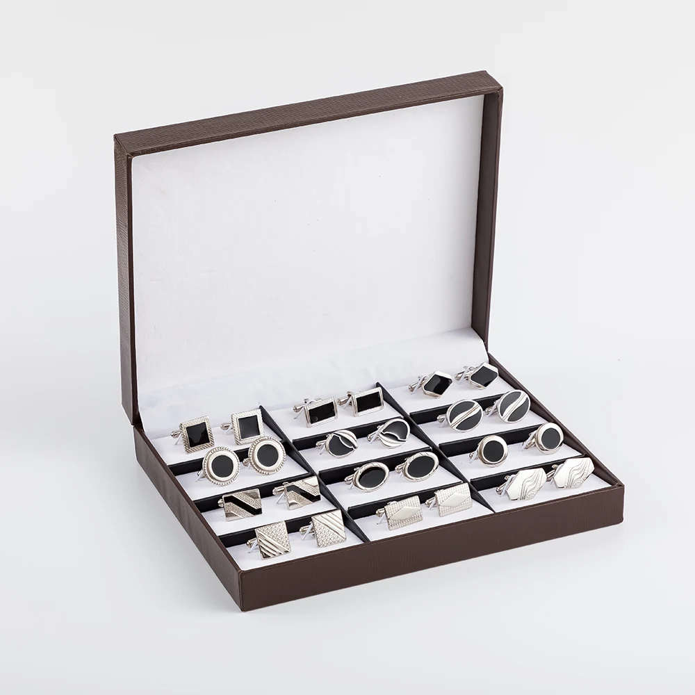 JINJIE wholesale cheapest silver and gold color  iron material cufflinks for men with gift box