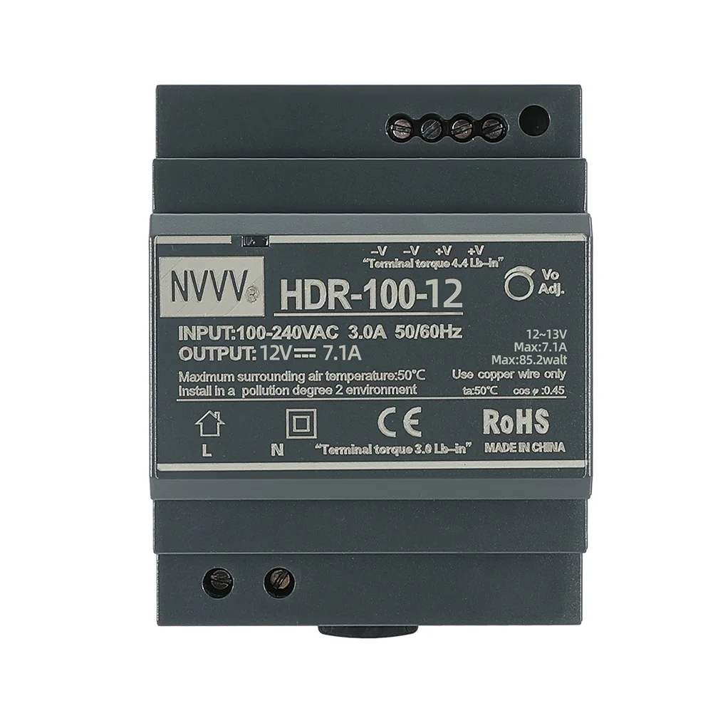 NVVV HDR-100-12  AC to DC 30W SMPS DIN Rail 12v 8.4A Industrial power Switching Power Supply for industrial