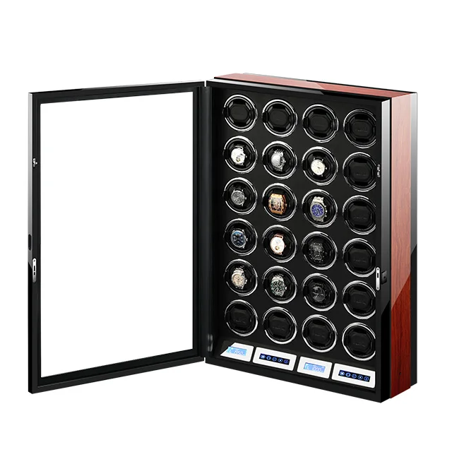 Новый 24 вращатель или коробки для часов деревянные автоматические часы Winder коробка для хранения с сенсорным ЖК-дисплеем