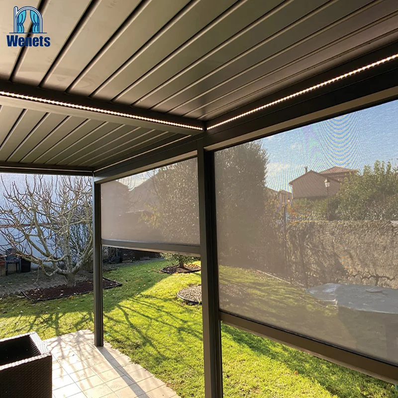 Outdoor Windproof Roller Blind Manual Motorized Exterior Blinds