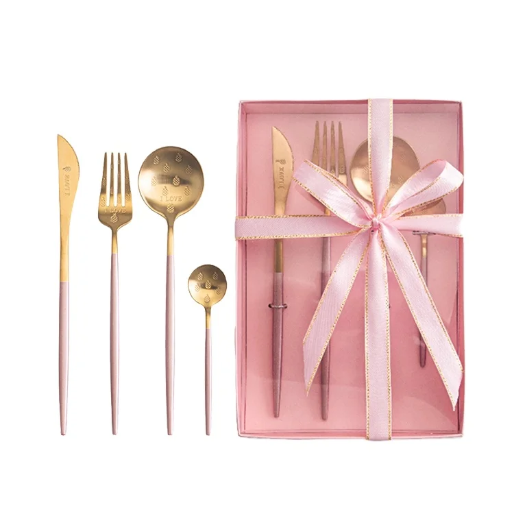 Christmas cutlery gift box Goa flat Cutipol cutlery set Portuguese brass spoon stainless steel wedding matte gold cutlery box