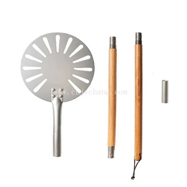 7 Inch 9 Inch Round Perforated Pizza Peel Turning Pizza Shovel With Detachable Long Wood Handle Pizza Baking Tools