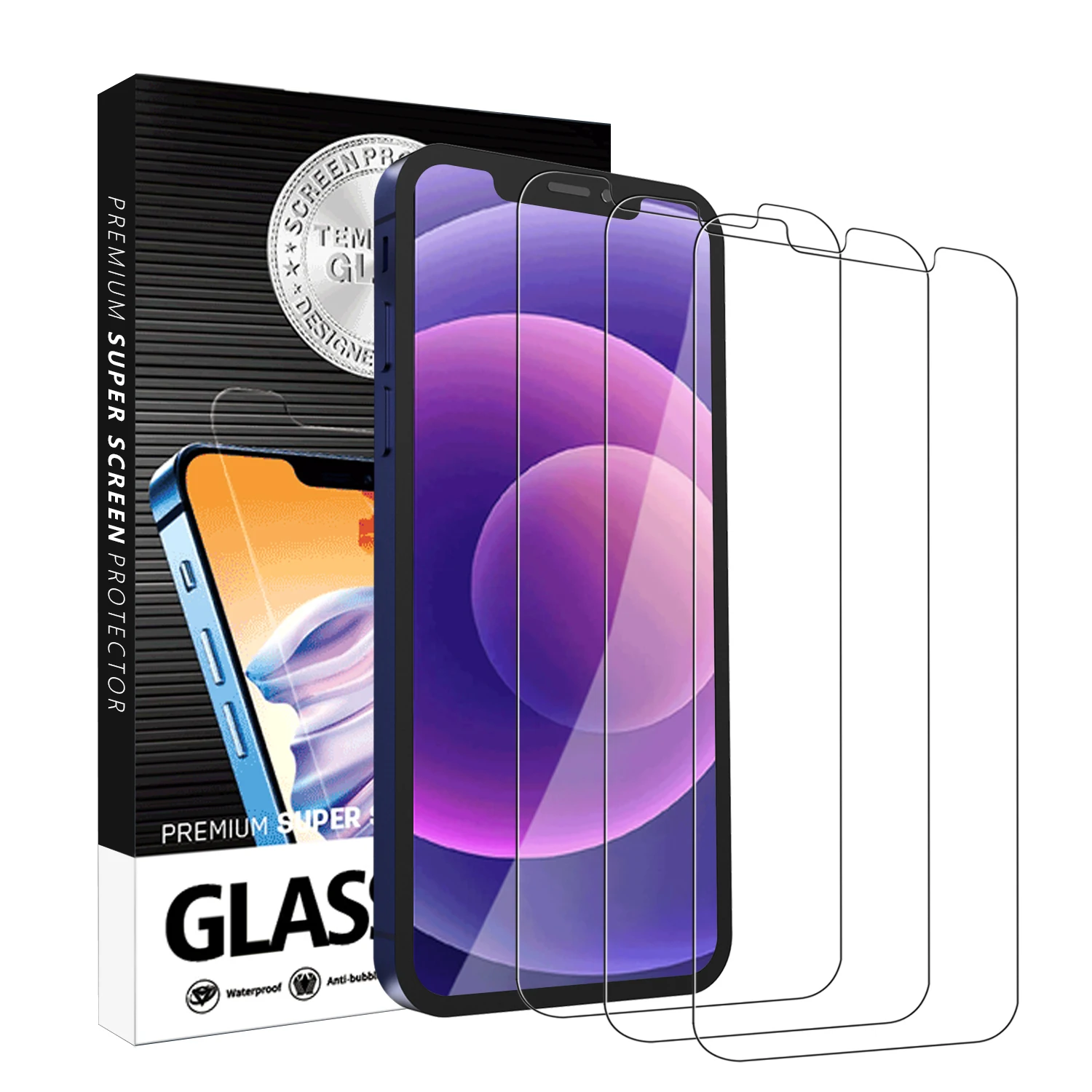  3 PACK clear 2.5D 9H 0.3mm tempered glass film for iPhone 12 xr xs screen protector 11 13 pro