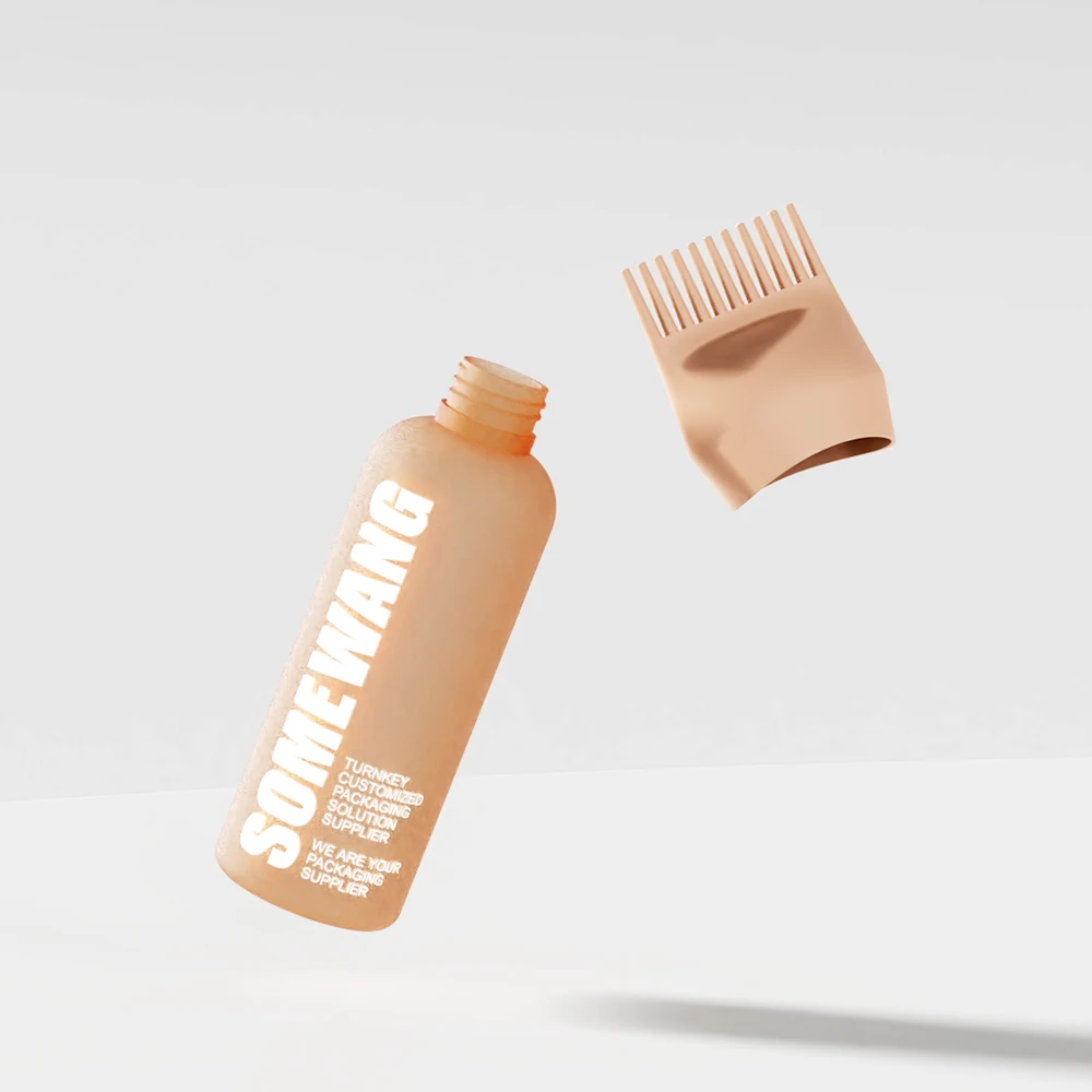 Wholesale 180ml PE Plastic Hair Oil Bottle with Comb Smooth Root for Cosmetics & Scalp Hair Skincare Use