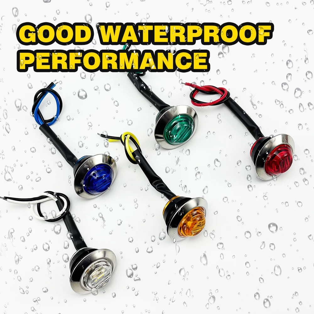 LED Indicators 12V 24V Round Trailer Side Marker Light Yellow White Red Turn Signal Lamp For Trucks Clearance Lights