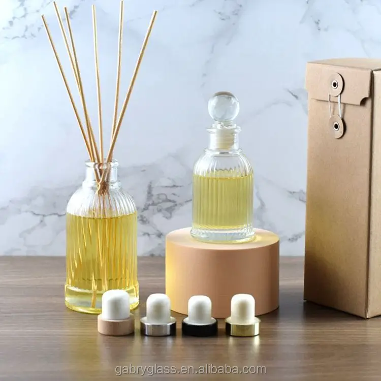 Wholesale Rome Shape Vertical Stripes Reed Table Glass Diffuser Bottle