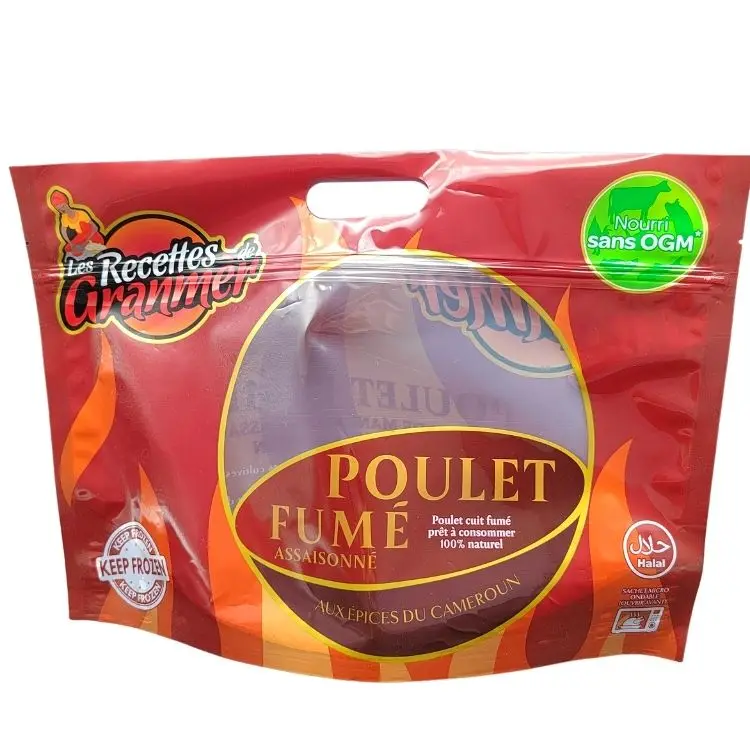 Personalised printed ziplock rotisserie roasted chicken packaging bag roasted grilled chicken stand up pouch with handle