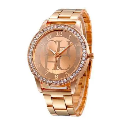 
new egarek Hot Sale Luxury Brand CH Women Casual Dress Quartz Watch Fashion Gold Full Steel Crystal Bear Lady Watch Reloj 