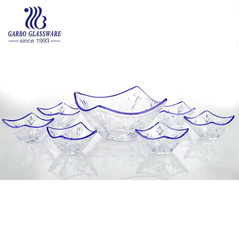 7PCS Colored Glass Salad Bowl Set, Glass Fruit Bowl Set Colored Glass Dinnerware Sets Tableware Home Restaurant Using Glasses