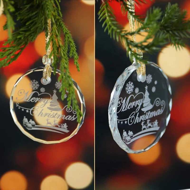 Honor of crystal Best Selling Customized Logo Folk Art Polished K9 Crystal Blank Engrave Home Exquisite Decoration Christmas Cry