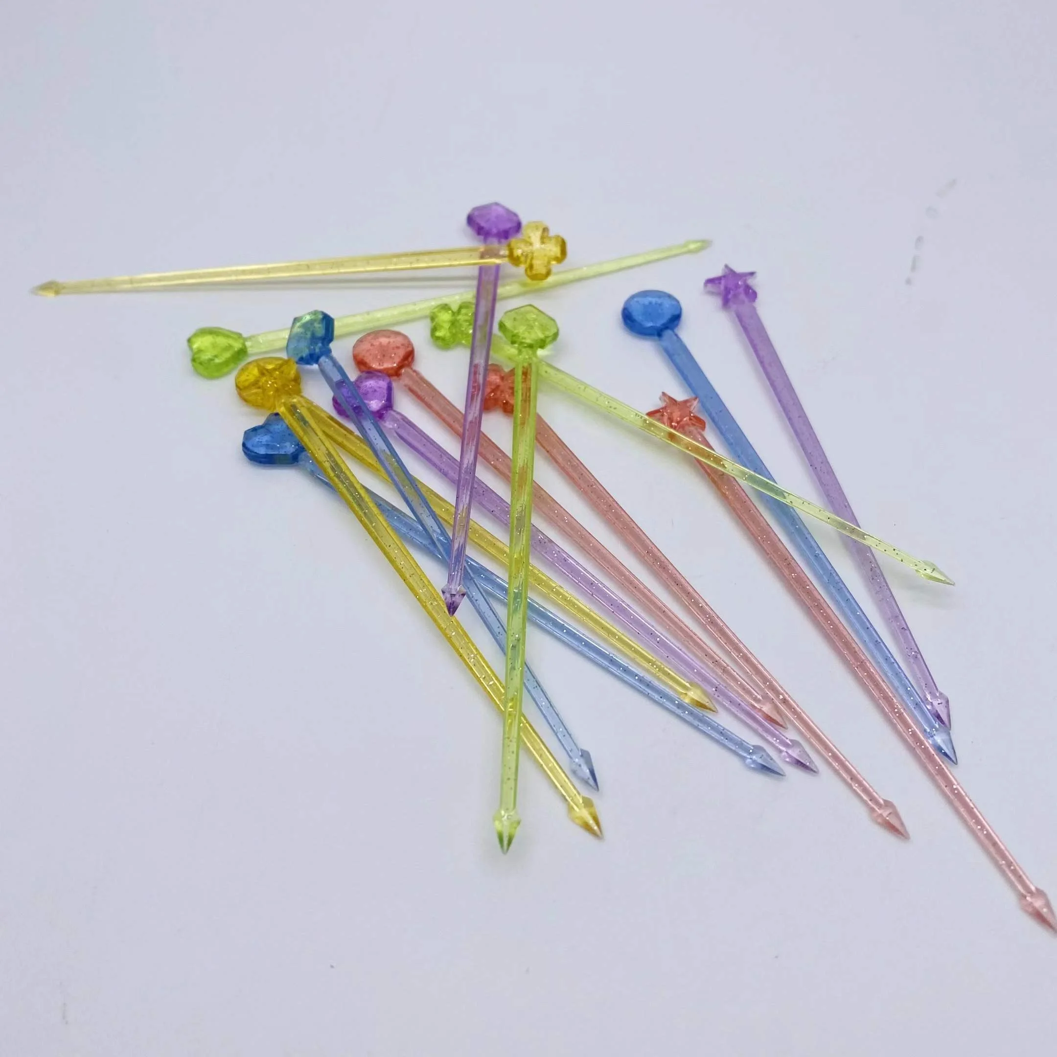 Plastic fruit skewers dessert cocktail skewer long food picks heart food picks